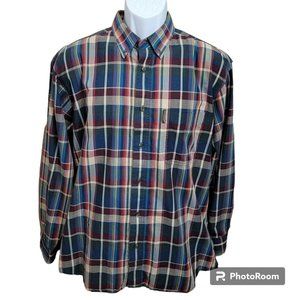 Weatherproof Shirt, Men Med, Casual Button Down, Multi-Color Plaid, Cotton, EUC